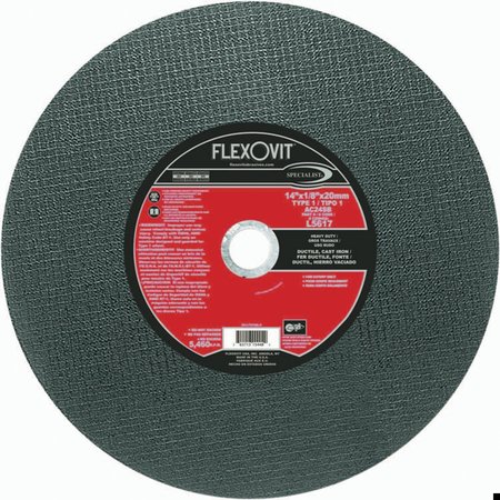 FLEXOVIT Heavy Duty Cut-Off Wheel, 14 in Dia x 1/8 in THK, 20 mm Center Hole, AC24SB Grit, Aluminum Oxide/Sil L5617